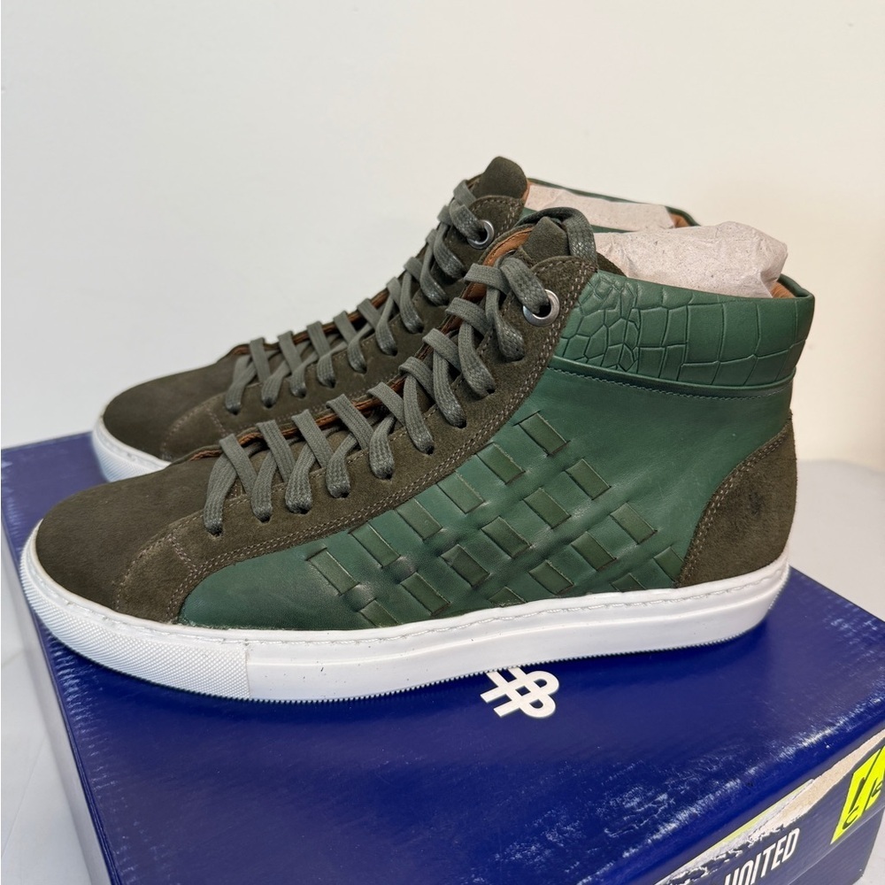 Brothers United Men’s Genuine Leather Ankle Boot with weave Green Size 9